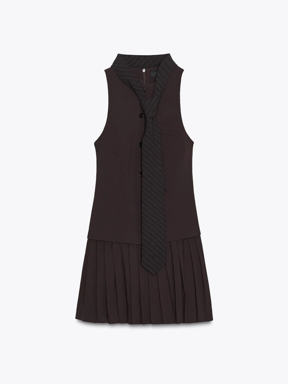 NWT Zara Woman TIE PLEATED SHORT DRESS Brown Size S Small - Picture 6 of 12